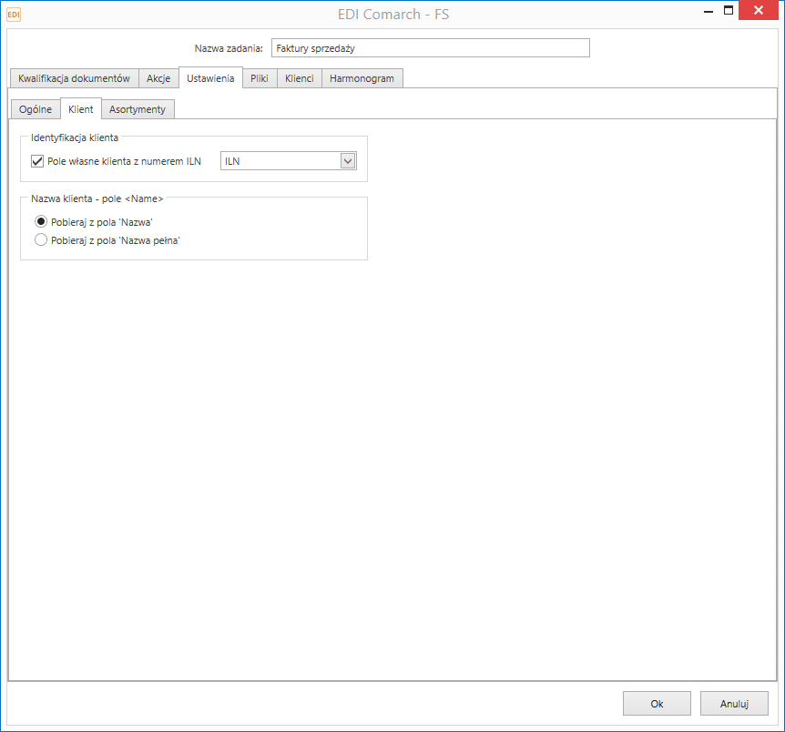 Synchronizator EDI XML nexo – ustawienia identyfikacji klienta po numerze ILN